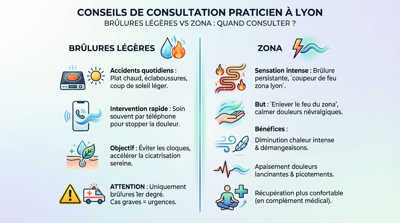 Comparaison entre une brûlure légère et un zona nécessitant un coupeur de feu à Lyon