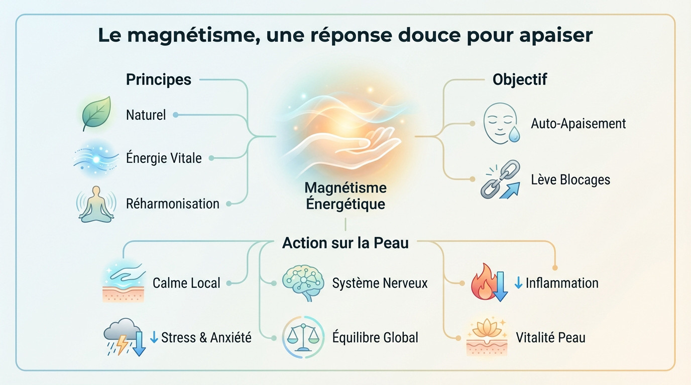 Séance de magnétisme apaisante pour soulager les problèmes de peau comme l'eczéma et le psoriasis