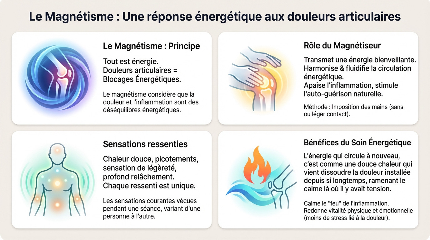 Séance de magnétisme pour soulager l'arthrose et les douleurs articulaires par Florence Pichol à Meyzieu