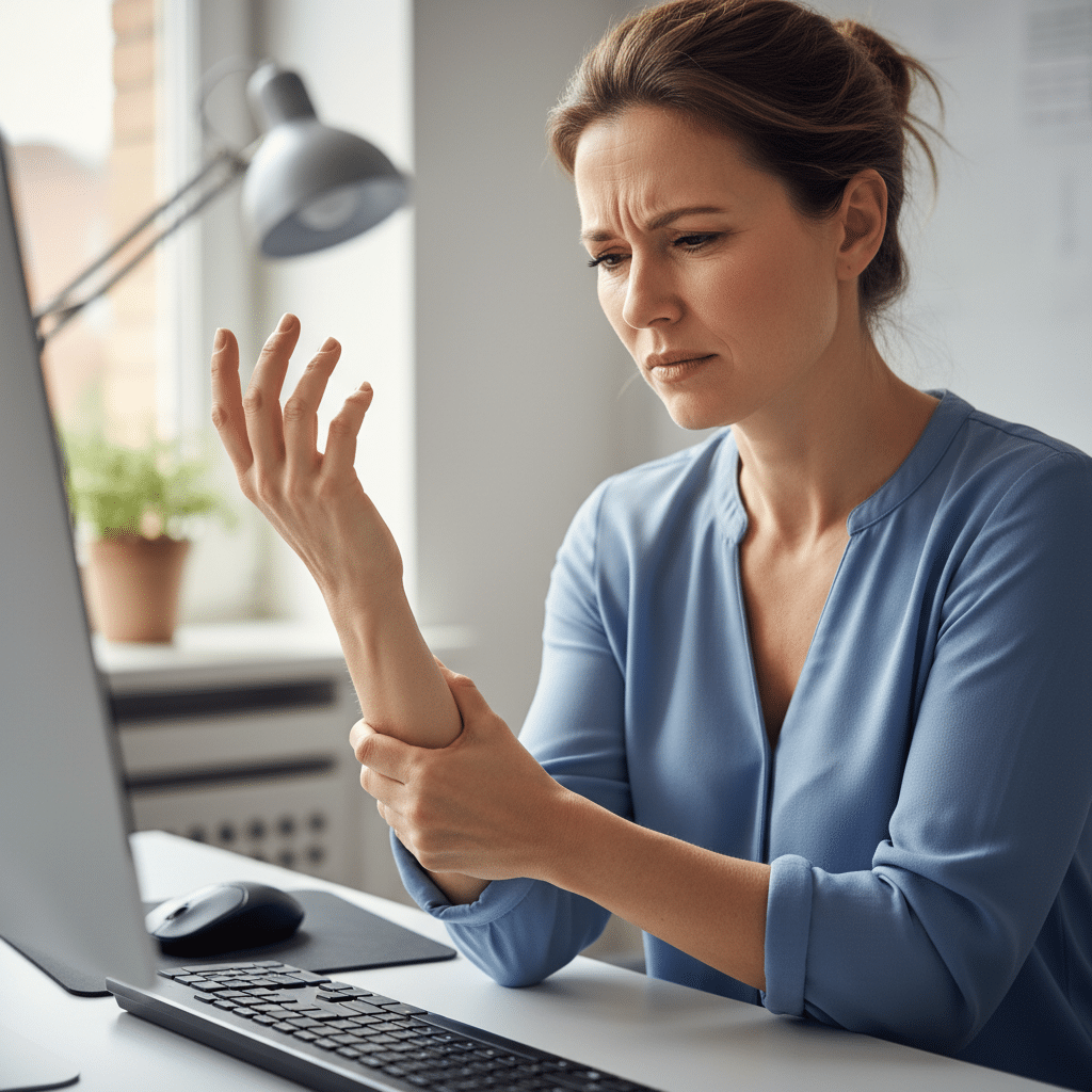 Douleur au poignet causée par le syndrome du canal carpien au travail