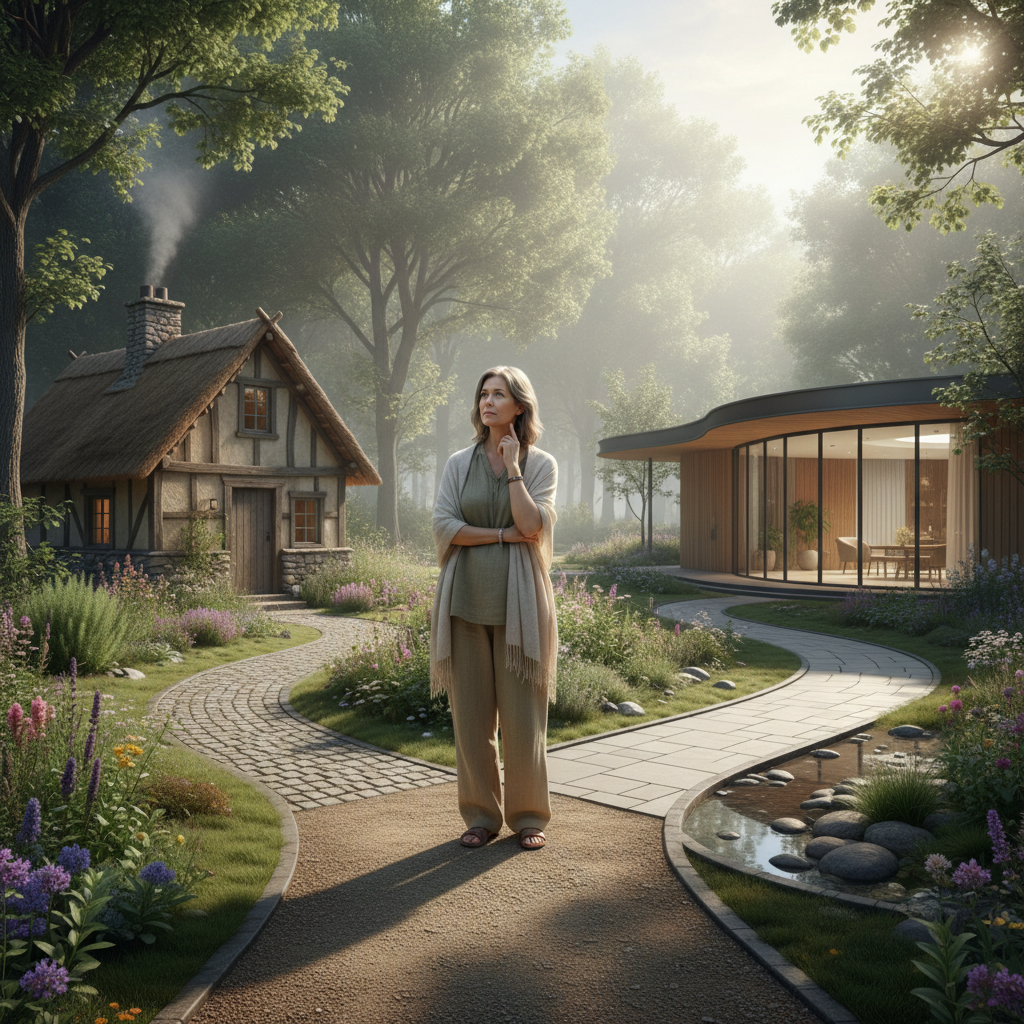 Patiente réfléchissant au choix entre rebouteux et ostéopathe pour ses soins de thérapie naturelle