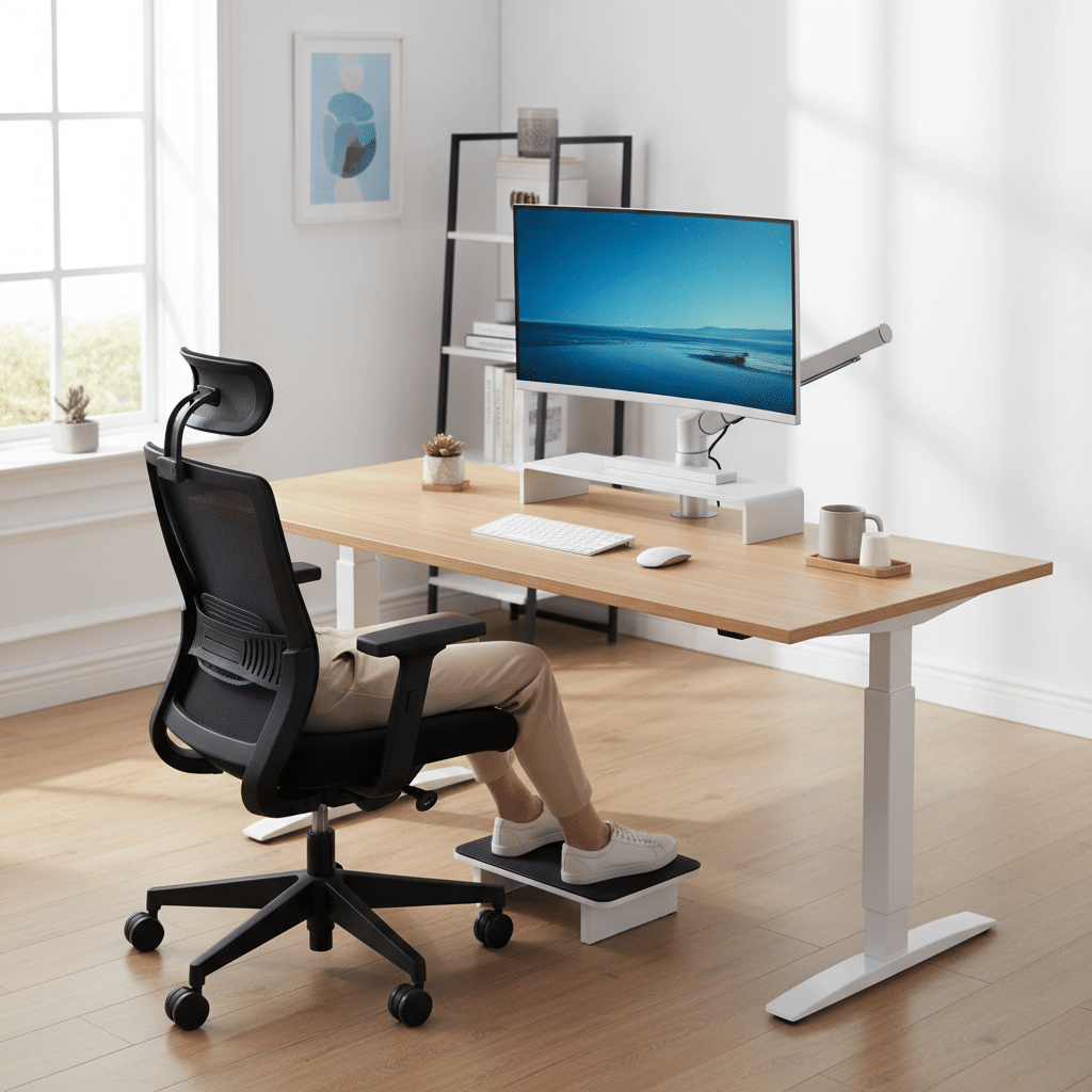 Poste de travail ergonomique pour prévenir les douleurs cervicales en télétravail