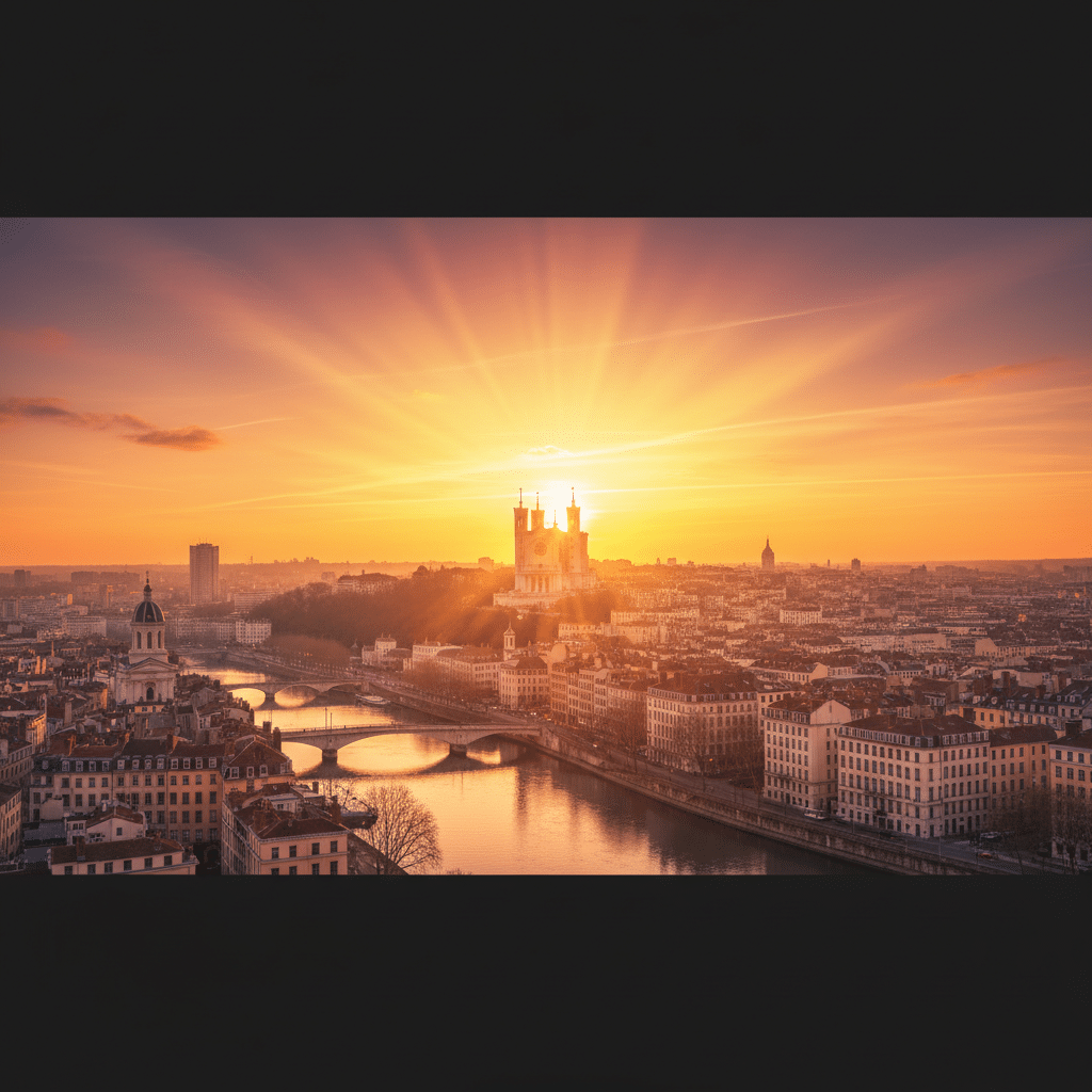 Lever de soleil sur Lyon symbolisant un nouveau depart avec l hypnose