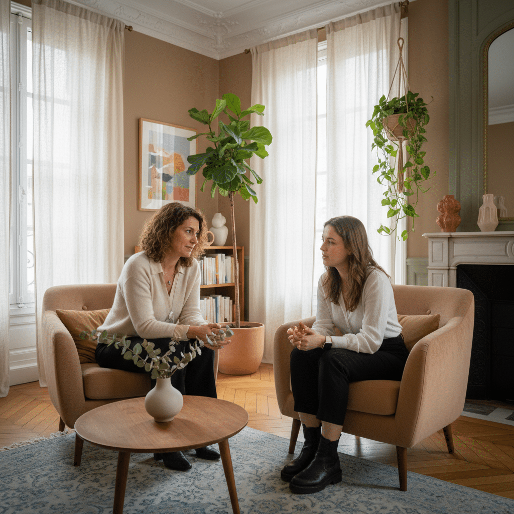Thérapeute à l’écoute lors d’une séance d’hypnose à Meyzieu